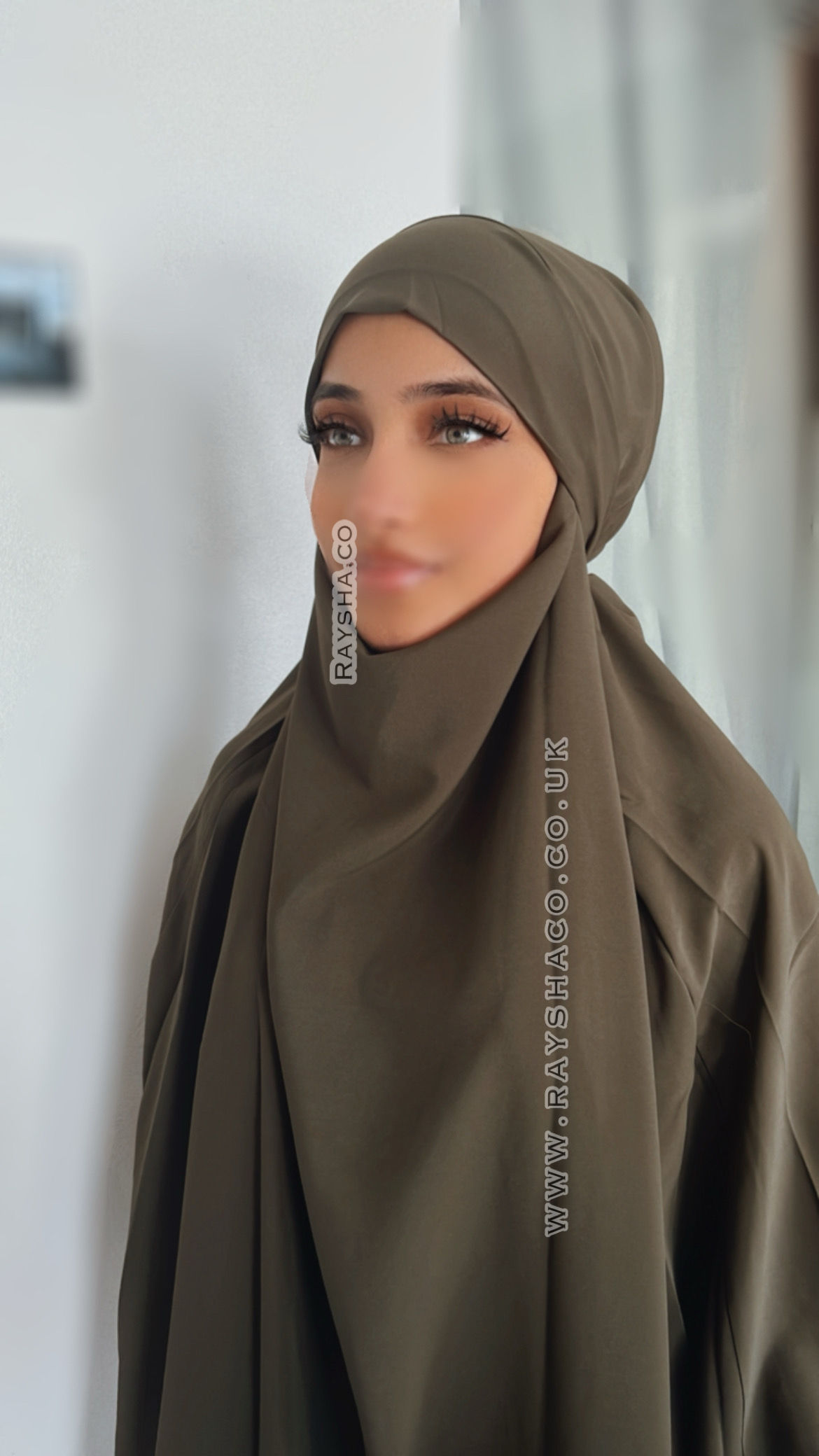 Khimar khaki green hijab