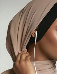 Thumbnail: Ear hole hijab tube hat cross design - Nude