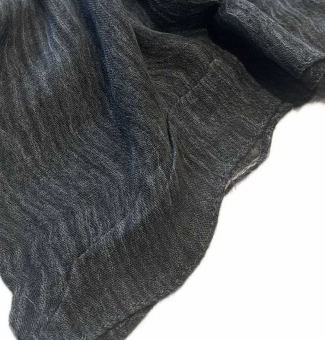 Textured Rayon crinkle - washed black
