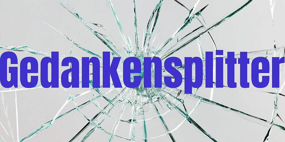 Foto mit gebrochenem Glas, darauf das Wort in Gedankensplitter