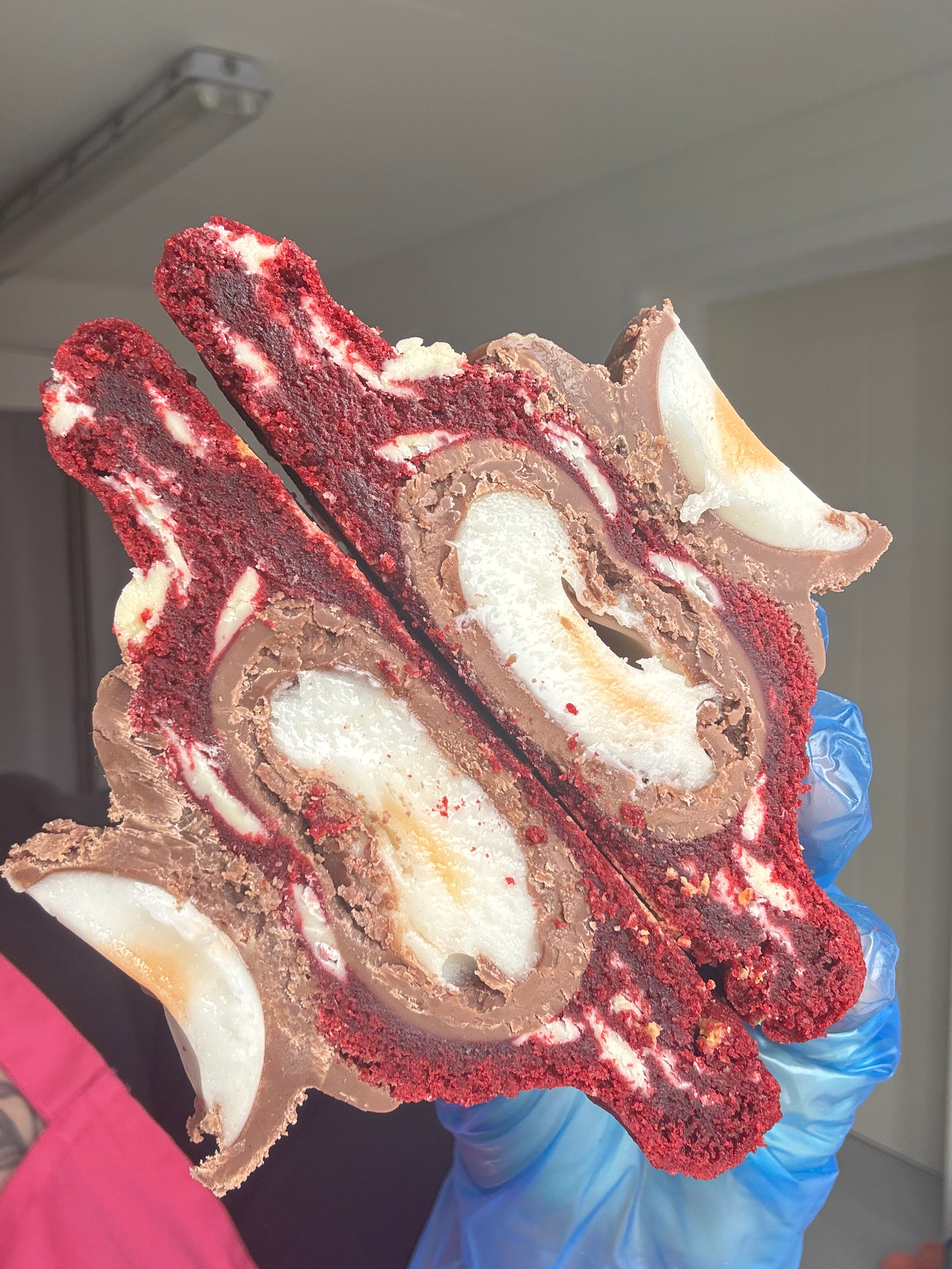 RED VELVET CREME EGG STUFFED COOKIE
