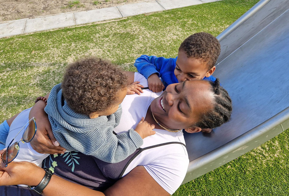 Mom playing with her boys