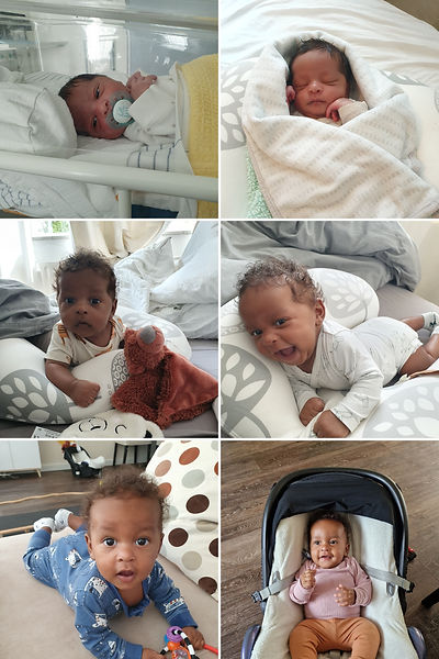 6 photo collage of a baby boy