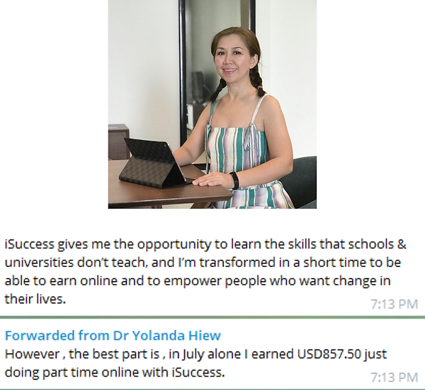 Client testimonial sharing success earning online income using a smartphone