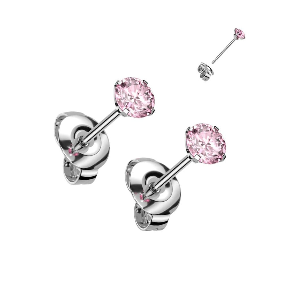 Thumbnail: Dainty Hypoallergenic Titanium Stud Earrings with Brilliant Claw-Set Crystals