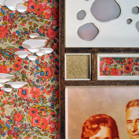 Multimedia assemblages or collages using paper, fabric, and wood by artist Brian Sillman