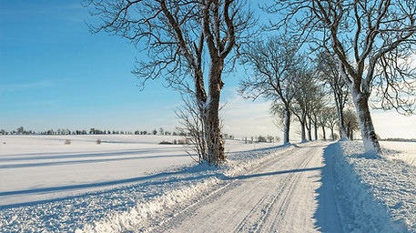 New plowed winter road in the countrysid