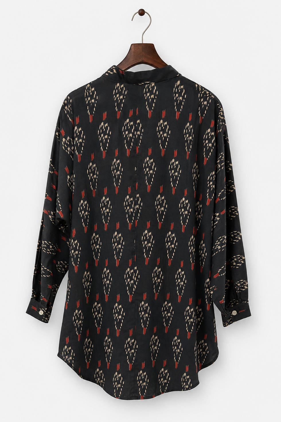 Thumbnail: Duster Tunic Shirt ~ Black Ikat