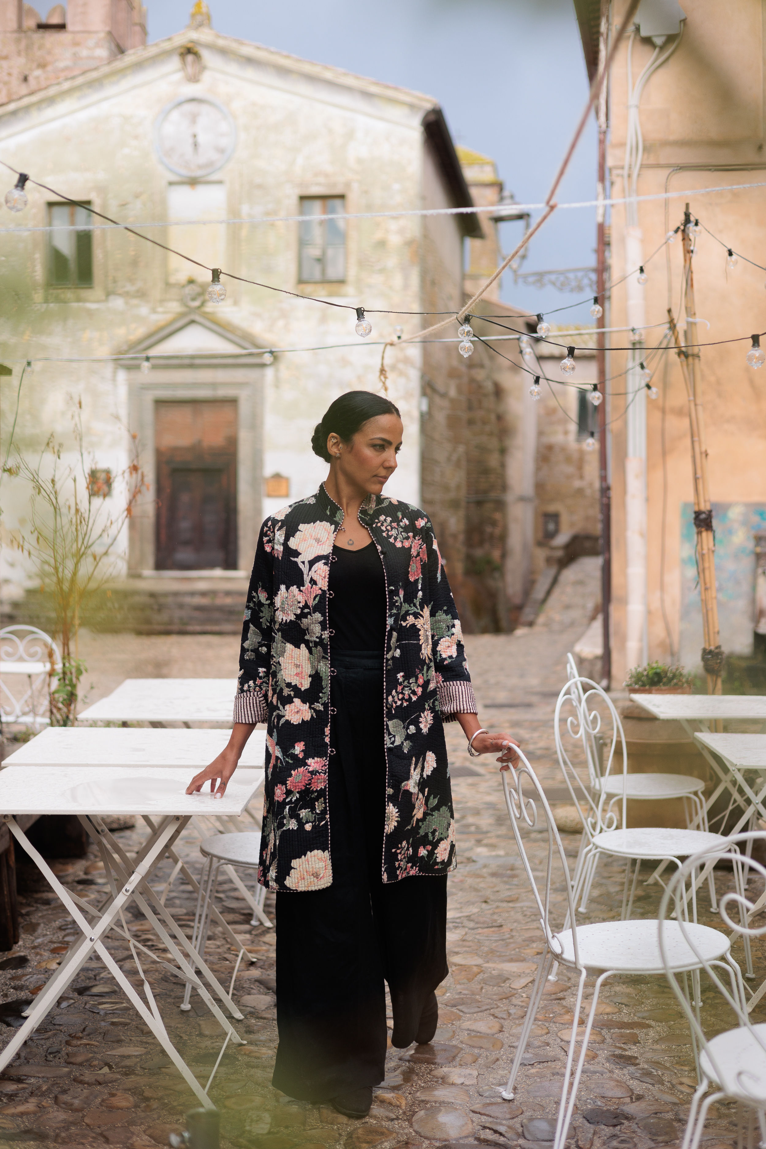 Daya Coat ~ Blooms Black
