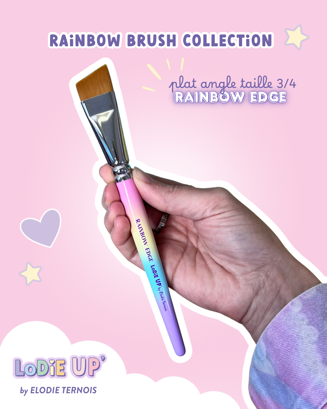 Lodie UP’ Brushes | Rainbow Edge|Angled Brush 3/4" Size