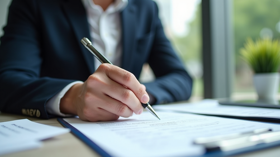 Eye-level view of a businessperson filling out a loan application form