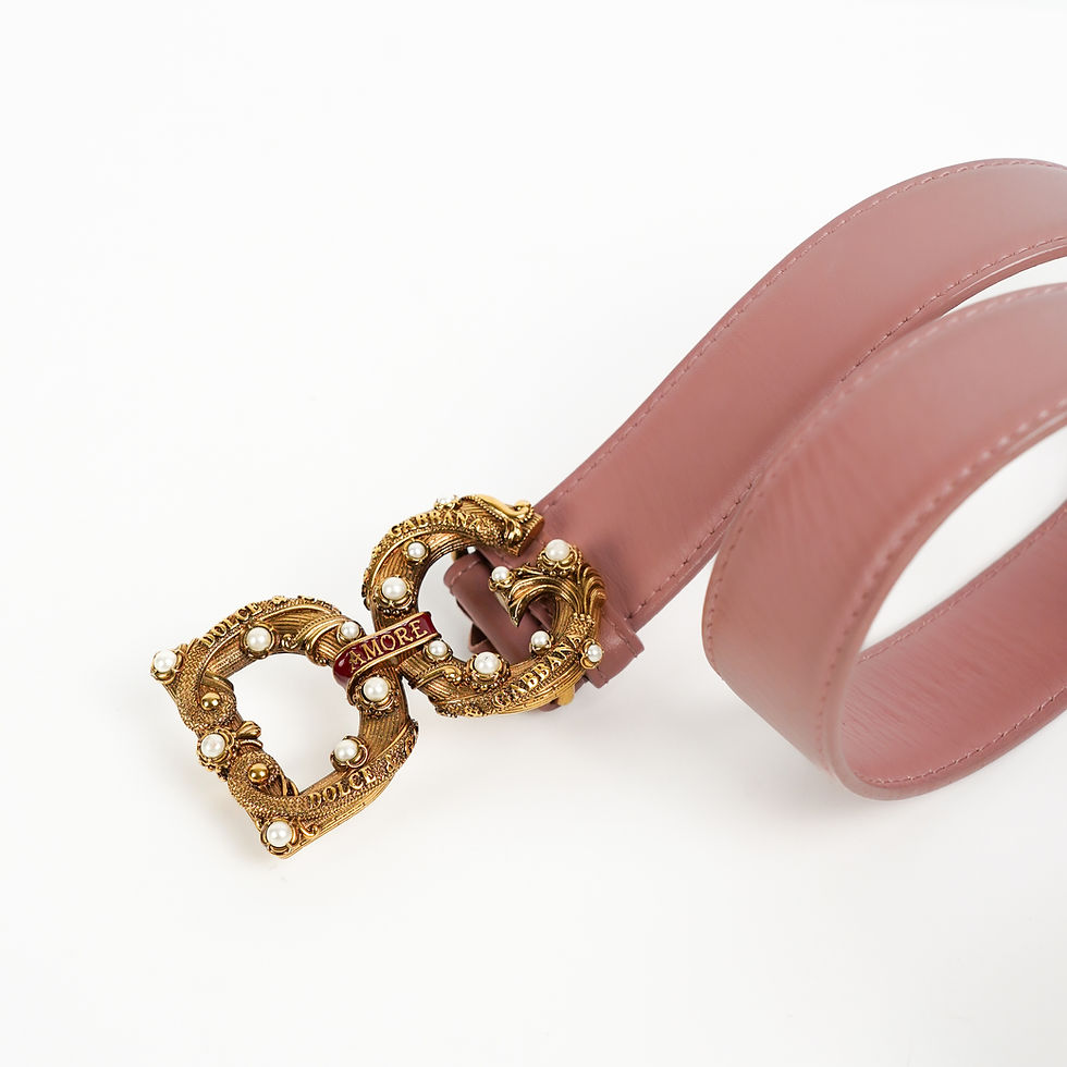 ภาพขนาดย่อ: DOLCE & GABBANA  Belt Leather DG Amore Logo with Pearl Sz. 75