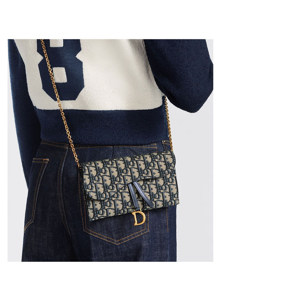 ภาพขนาดย่อ: Christian Dior Saddle Oblique Wallet on Chain พร้อมใบลูกเล็ก