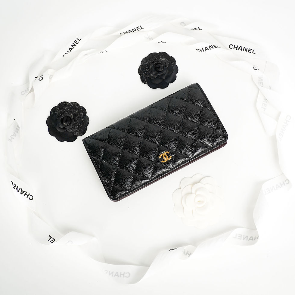 Thumbnail: Chanel  Bifold Wallet Black Caviar GHW Full set