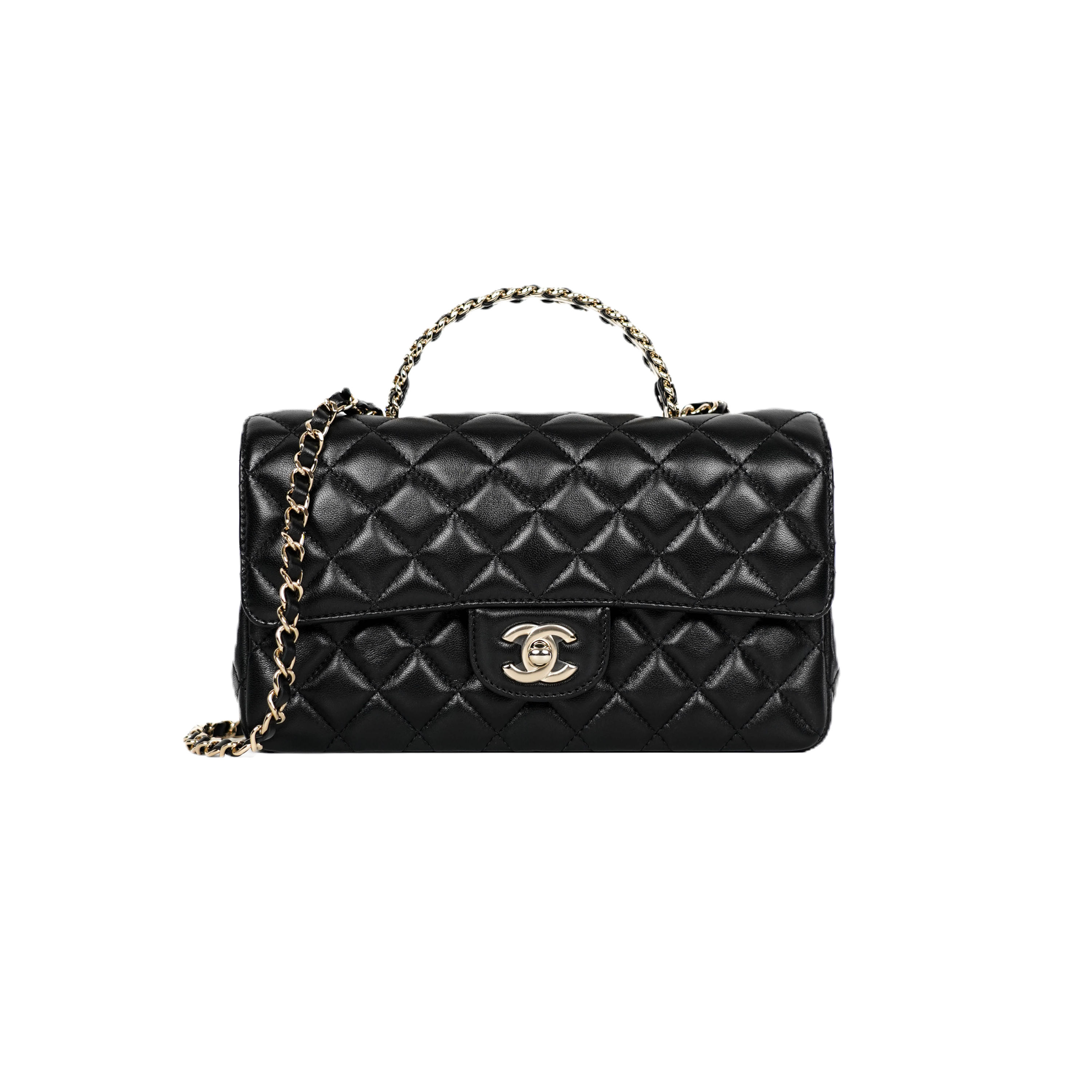 Chanel Classic 9 Crystals Top Handle Mini Rectangle Flap Lambskin Fullset รุ่นให
