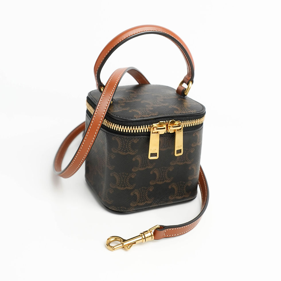 ภาพขนาดย่อ: Celine Mini Vanity Case in Triomphe Canvas and Calfskin Bag Full set พร้อมใบเสร็