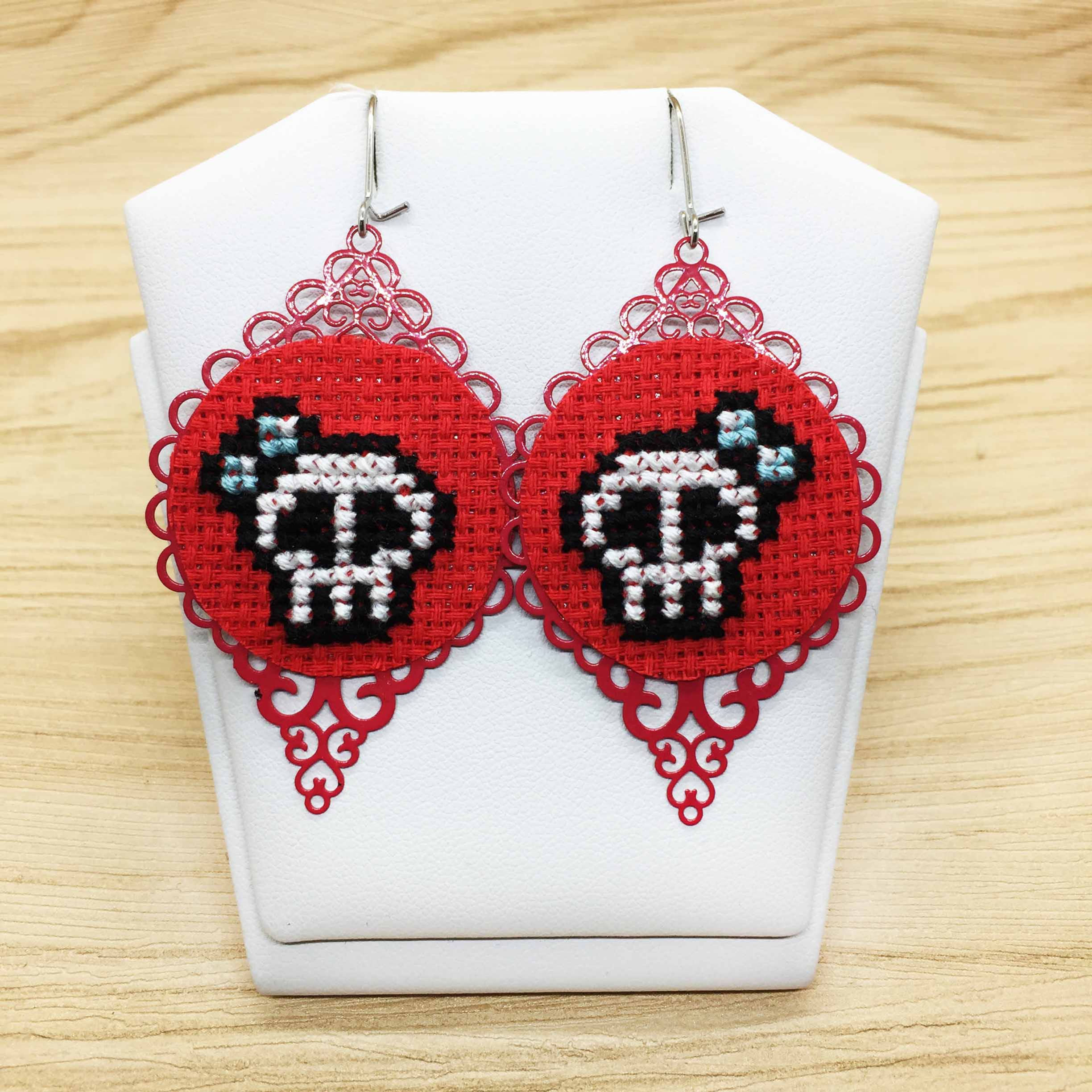 Cute Skulls Cross Stitch | Earrings