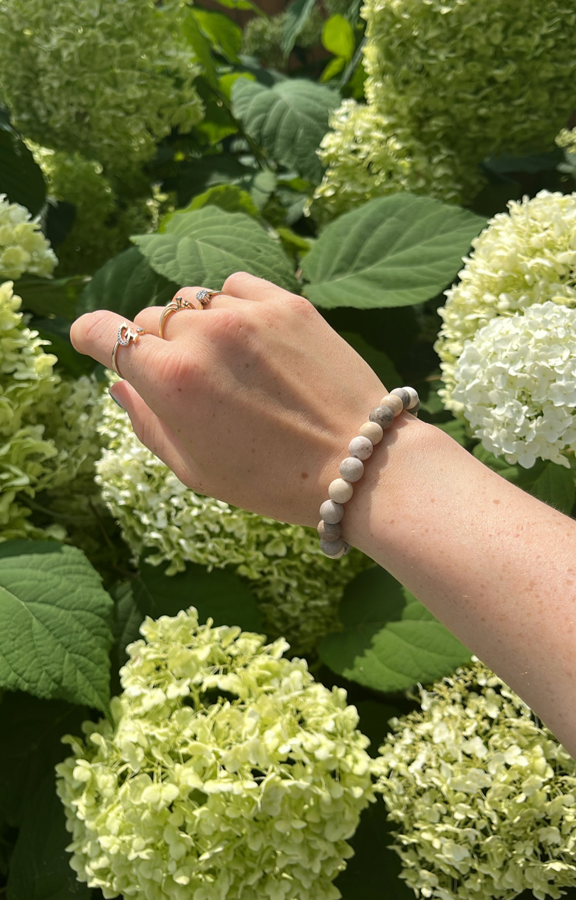 African Agate Frosted 8mm Round Bracelet