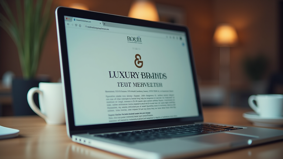 Close-up view of a luxury brand email newsletter on a laptop screen