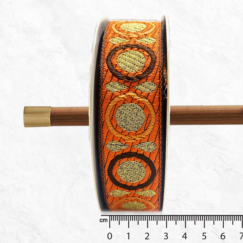 1" Satin Jacquard Ribbon with Metallic Circles