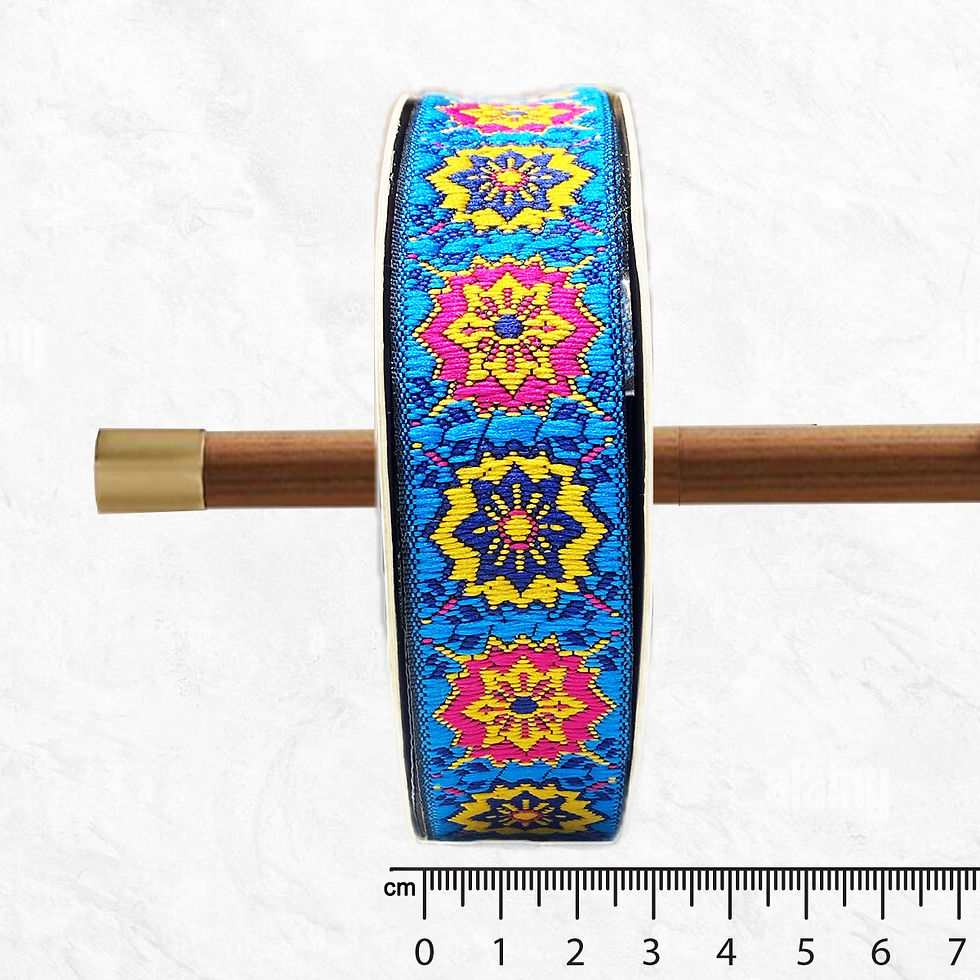 Aqua celtic design Jacquard Ribbon