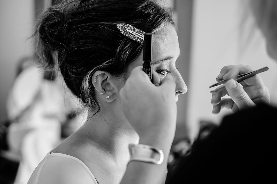 Bride getting ready at Notley Abbey