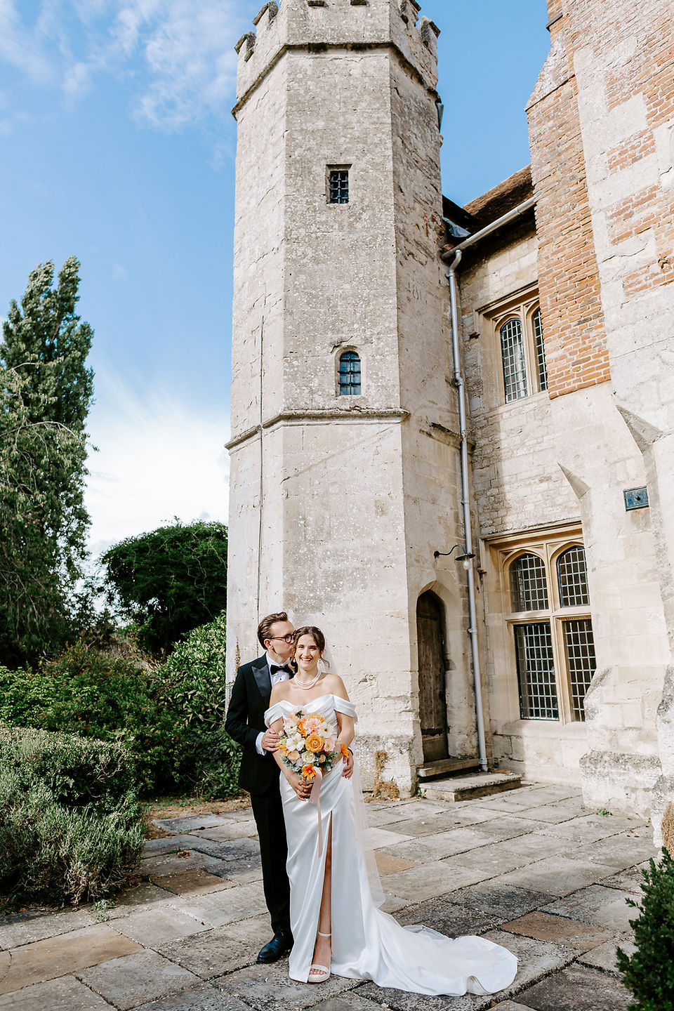 bride and groom portraits at Notley Abbey