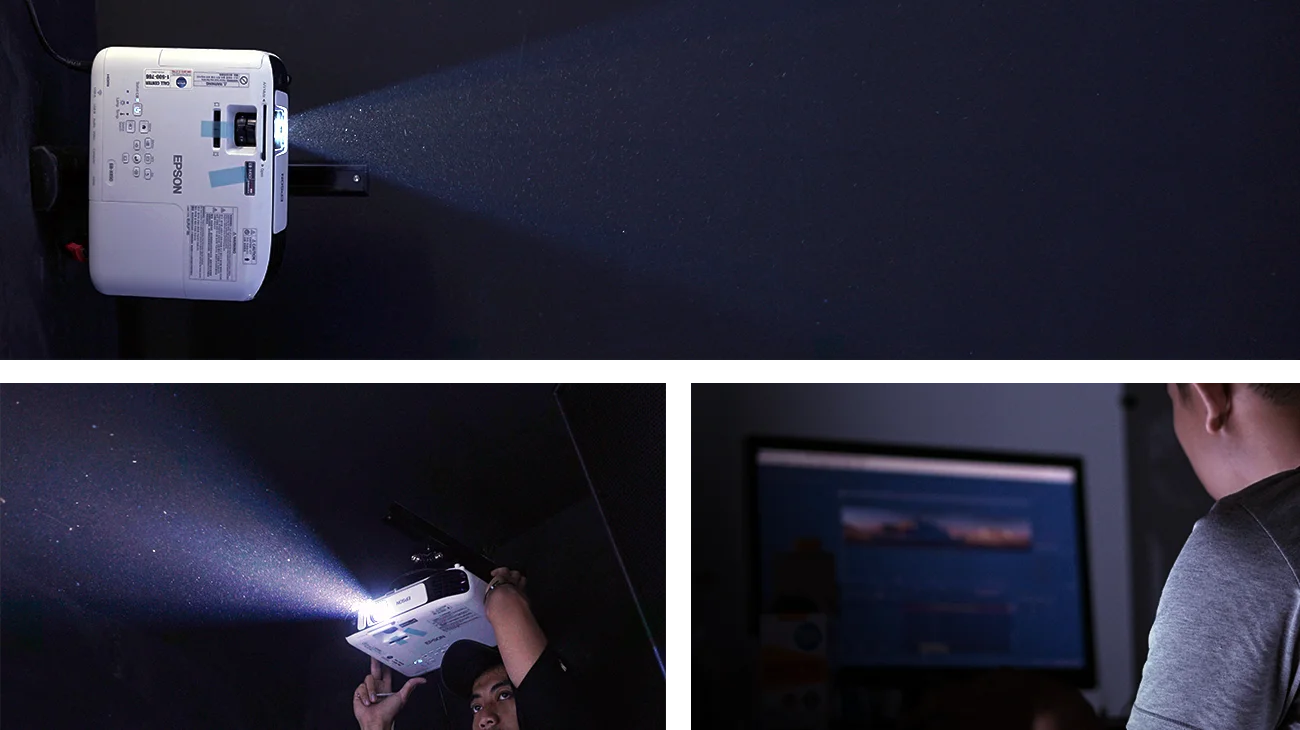 Proses pemasangan projector oleh tim LZY