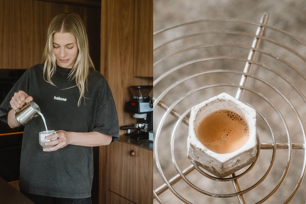 Camilla pouring milk into coffee