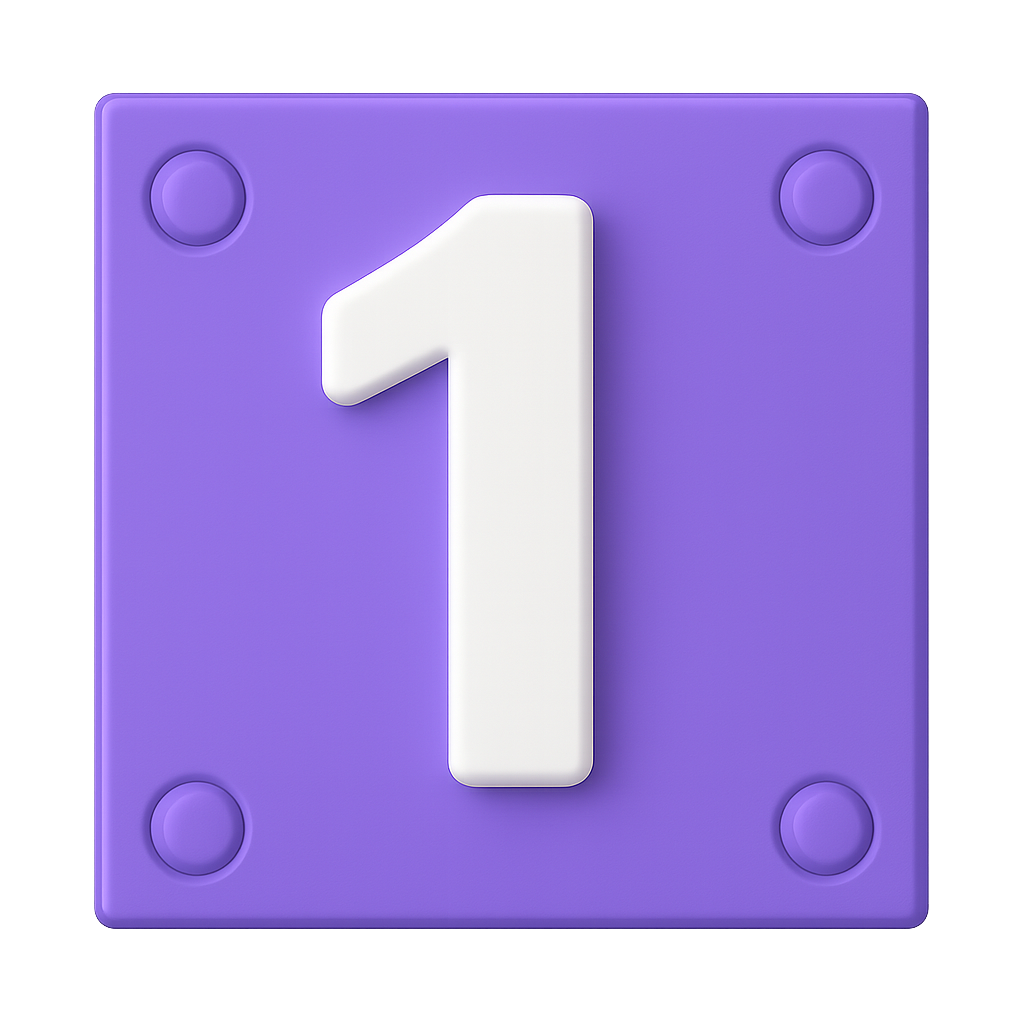 Purple tile with number “1” icon