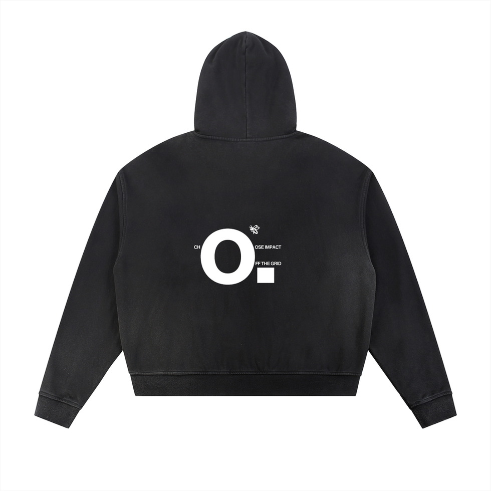 OTG Studio - Sun Fade Frayed Raw Edge Fleece Zip Hoodie