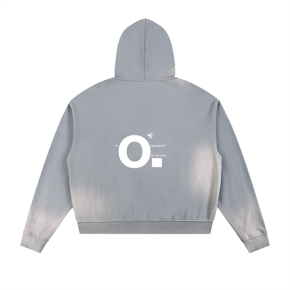 OTG Studio - Sun Fade Frayed Raw Edge Fleece Zip Hoodie