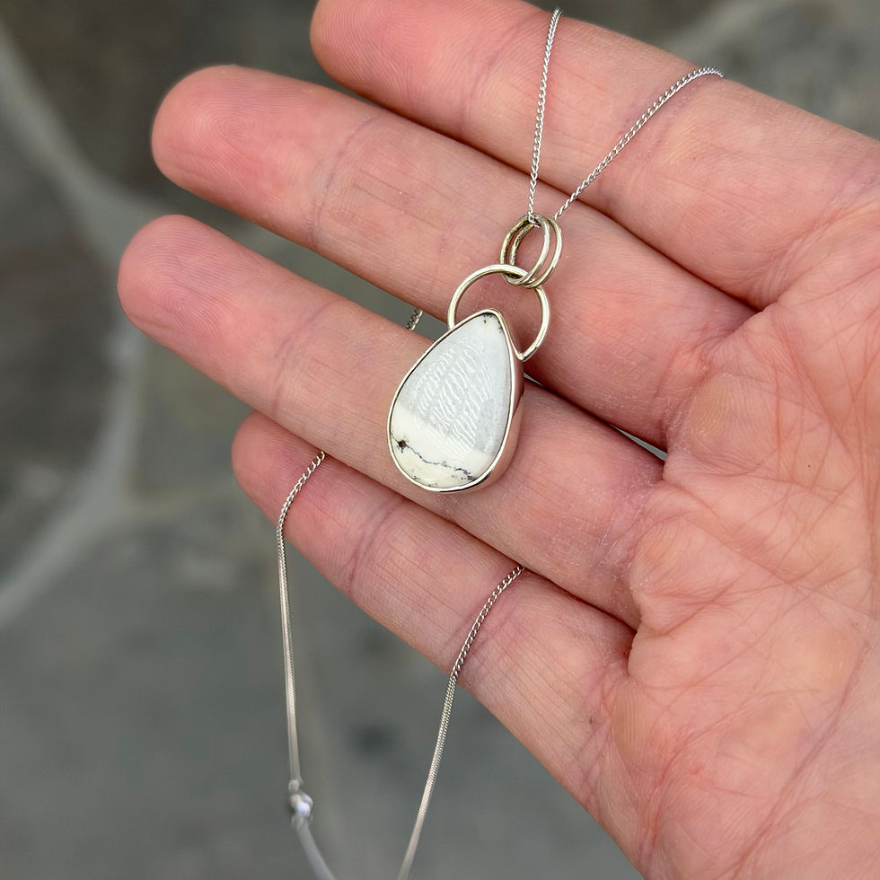 Thumbnail: White Buffalo Drop Necklace -  Fog