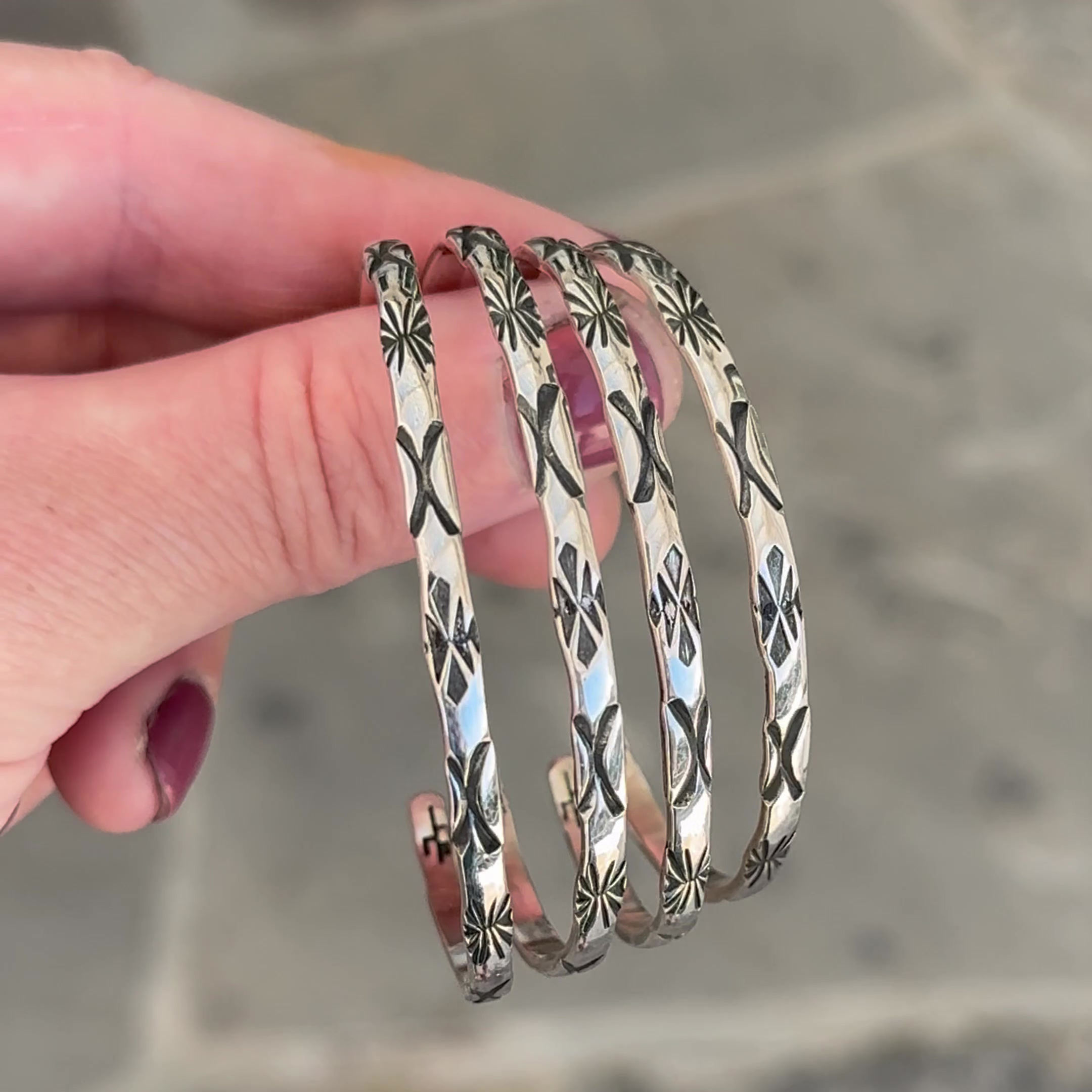 Slim Cuff - Stamped - X Pattern