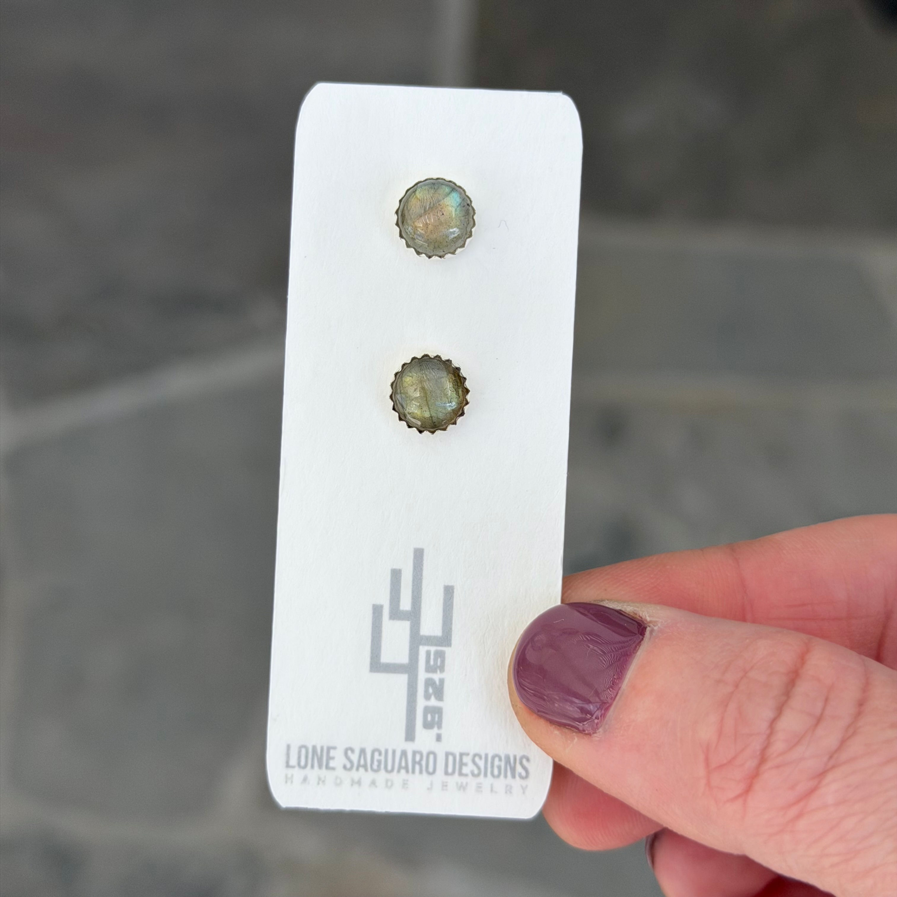 8mm Labradorite Studs - B