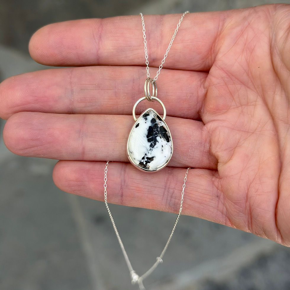 Thumbnail: White Buffalo Drop Necklace - Black & White