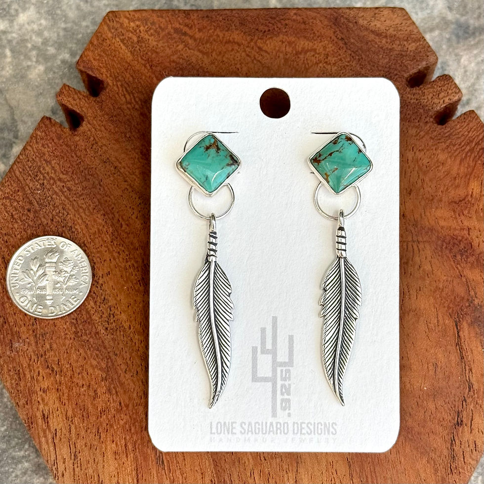 Thumbnail: Square Kingman - Feather Earrings - C