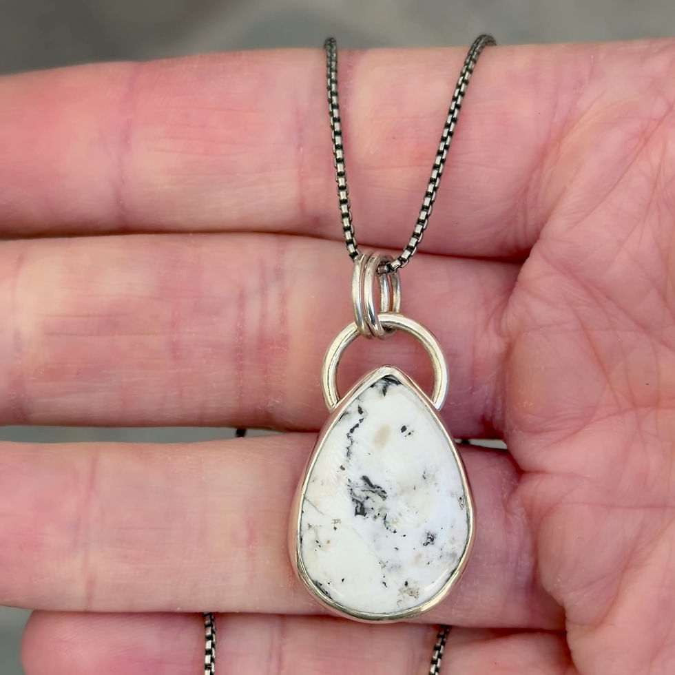 Thumbnail: White Buffalo Drop Necklace - Marbled