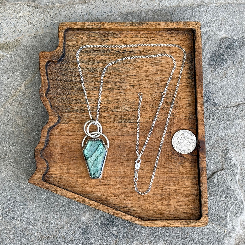 Thumbnail: Labradorite Coffin Necklace - Navy 1