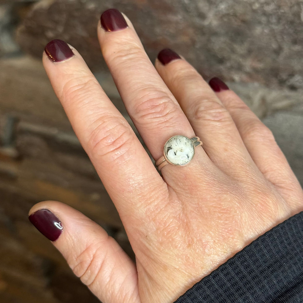 Thumbnail: Round White Buffalo - Double Band - Size 8.5