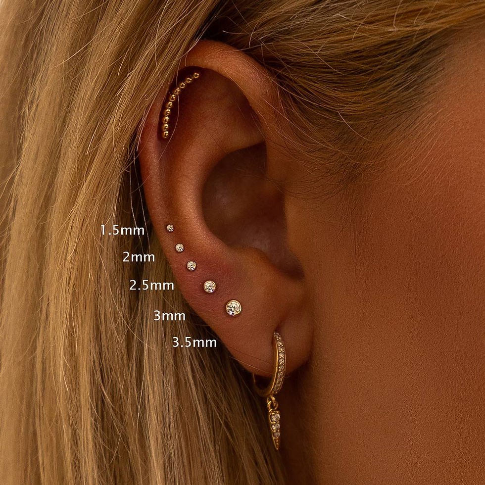 Thumbnail: Tiny Diamond Stud Bezel-Set 14K Gold Earring