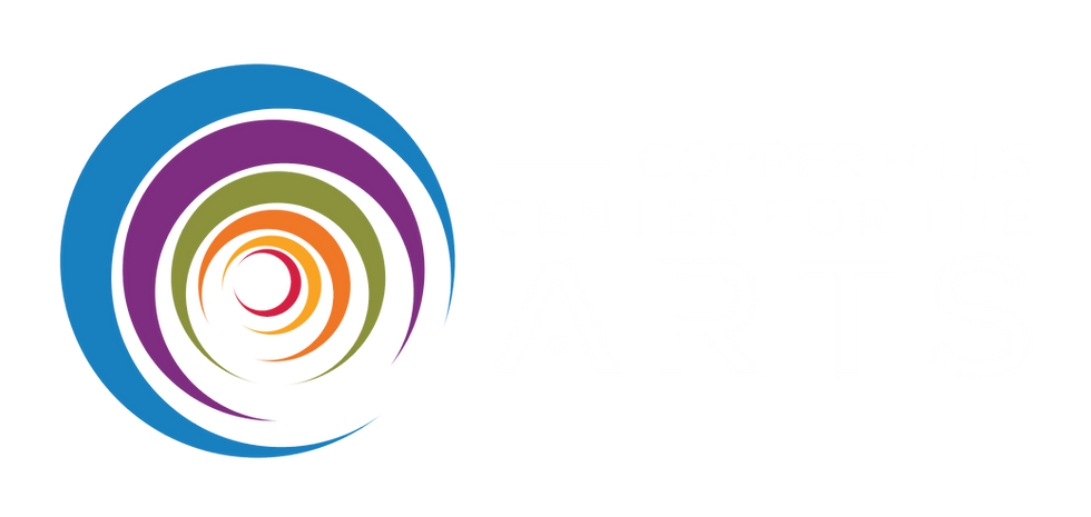 Colorful logo with concentric circles and text: 