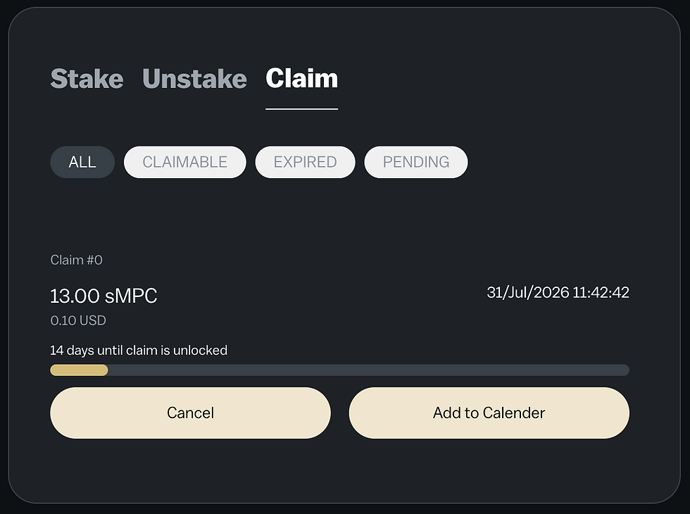 Add the unstaking date to your calendar