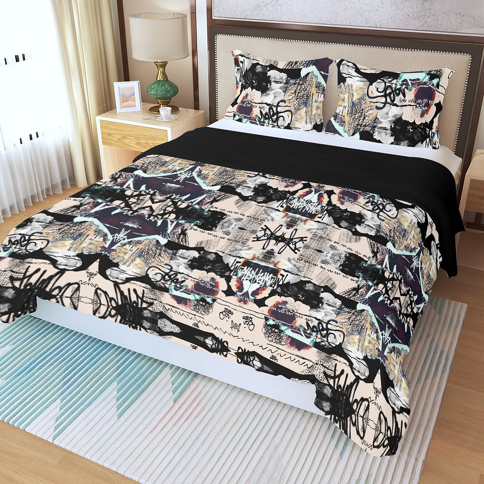 Thumbnail: Bettanzug mit Reissverschluss Graffiti 3-Teilig Polyester