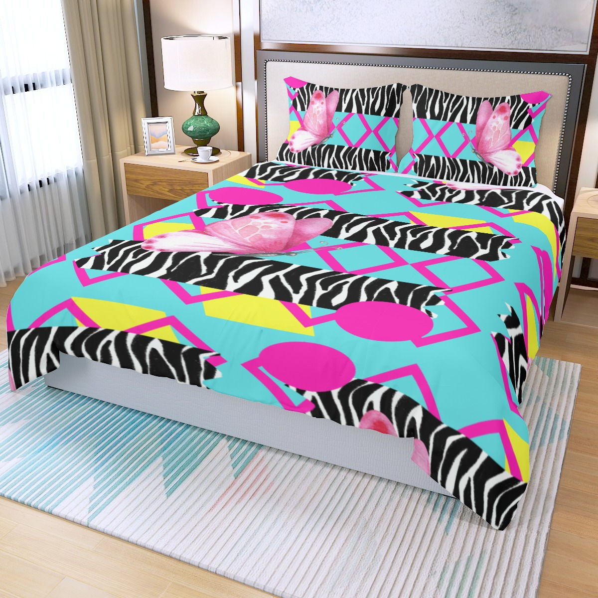 Bettanzug 3-teilig Kissen- und Deckenbezug Polyester farbig