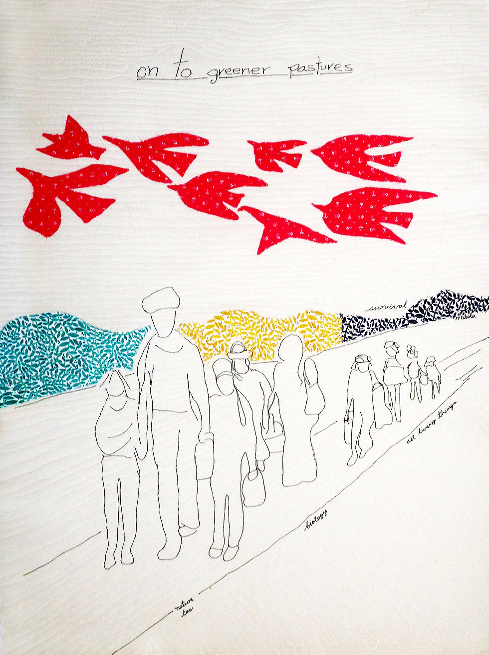 Thumbnail: Mabelin Castellanos, On to better pastures 30 in x 40 in, 2022