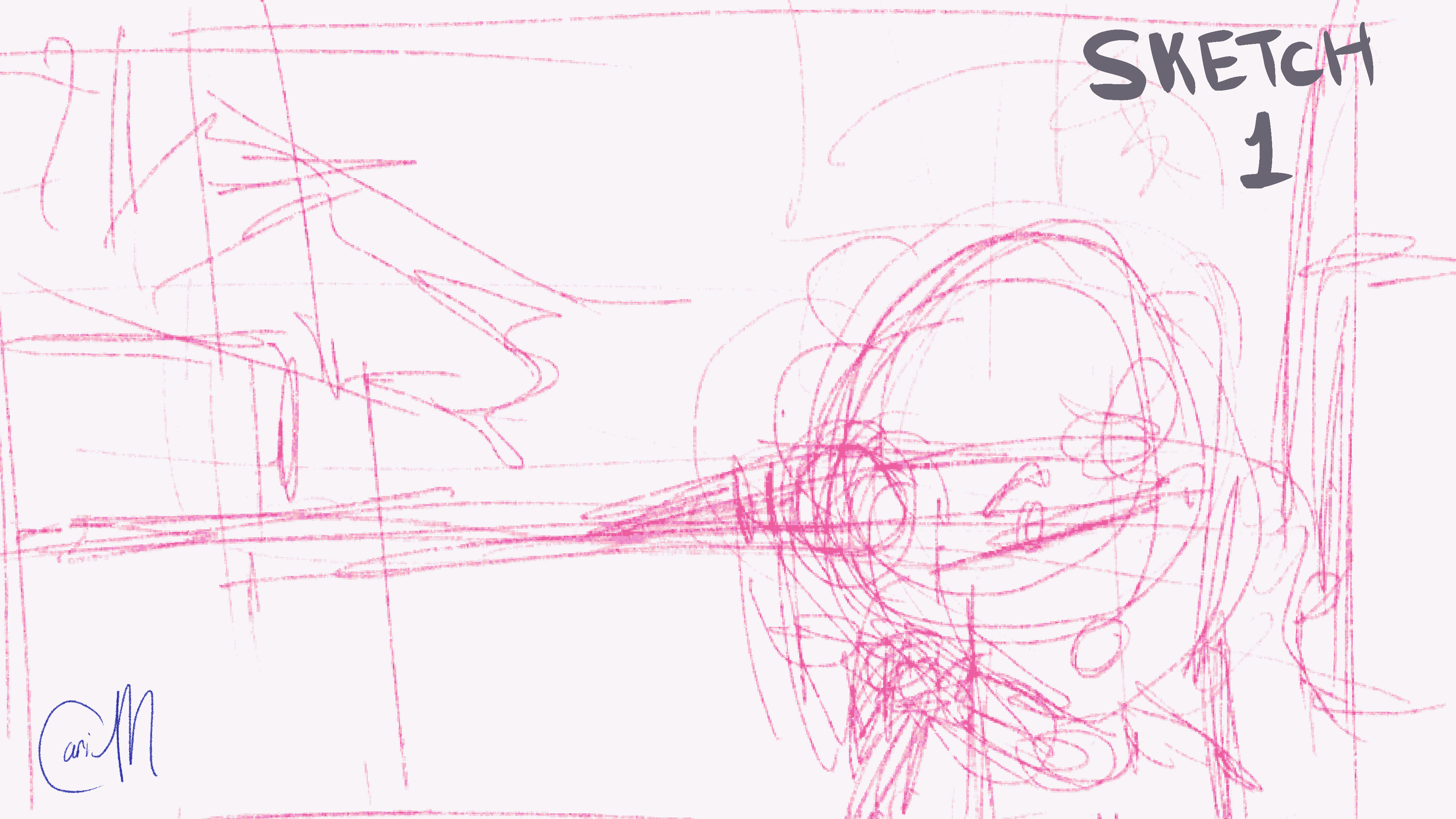 a GIF slideshow of the progress of illustrating a background for a project. It starts off as a sketch and becomes detailed