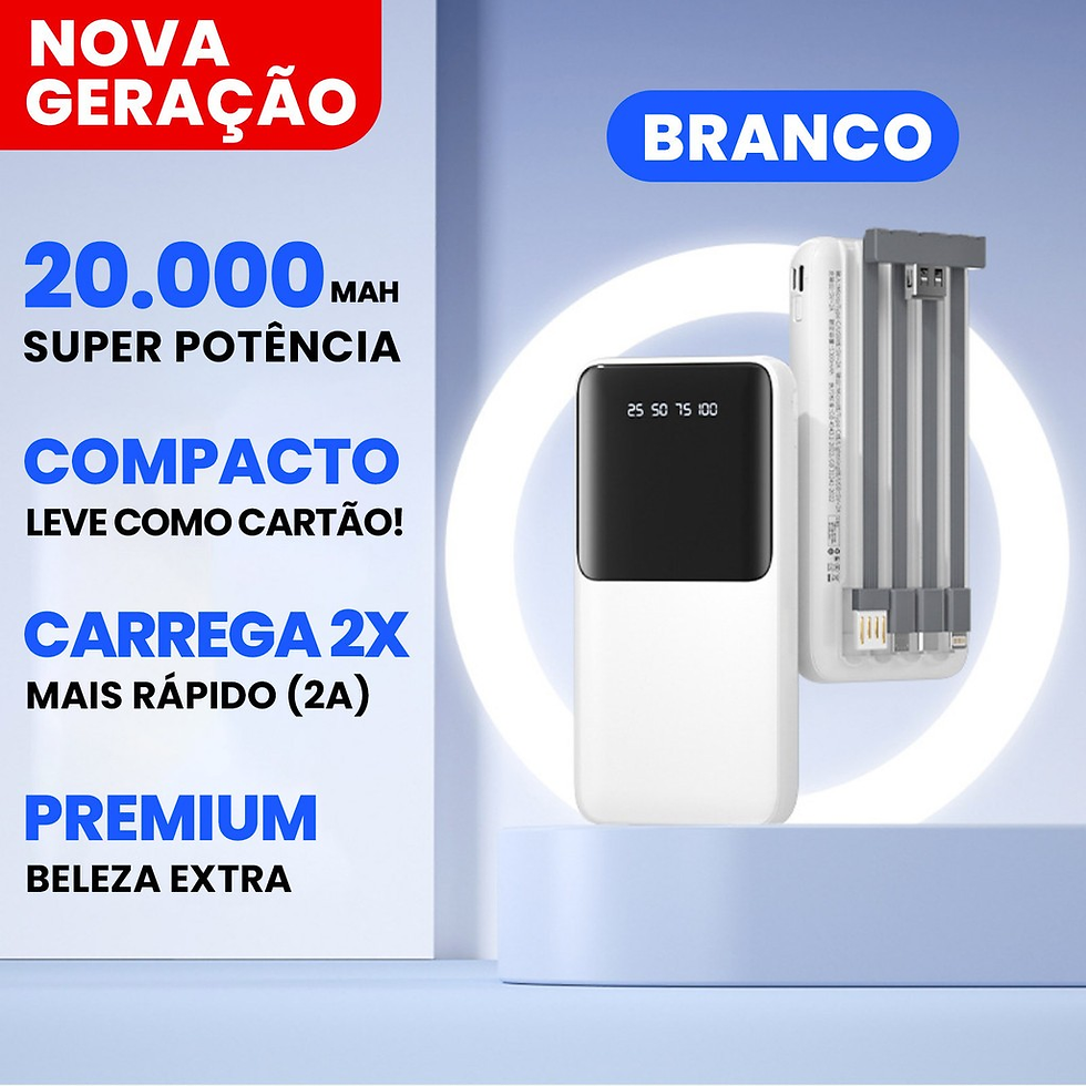 Miniatura: Power Bank 20000mAh Carregador Portátil Rápido, Design Estético em Formato de Fa