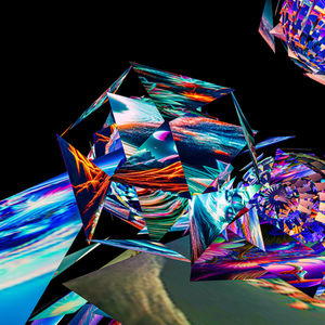 “Space and Time generative artwork by Kris Cirkuit, combining AI imagery with custom code in OpenFrameworks.