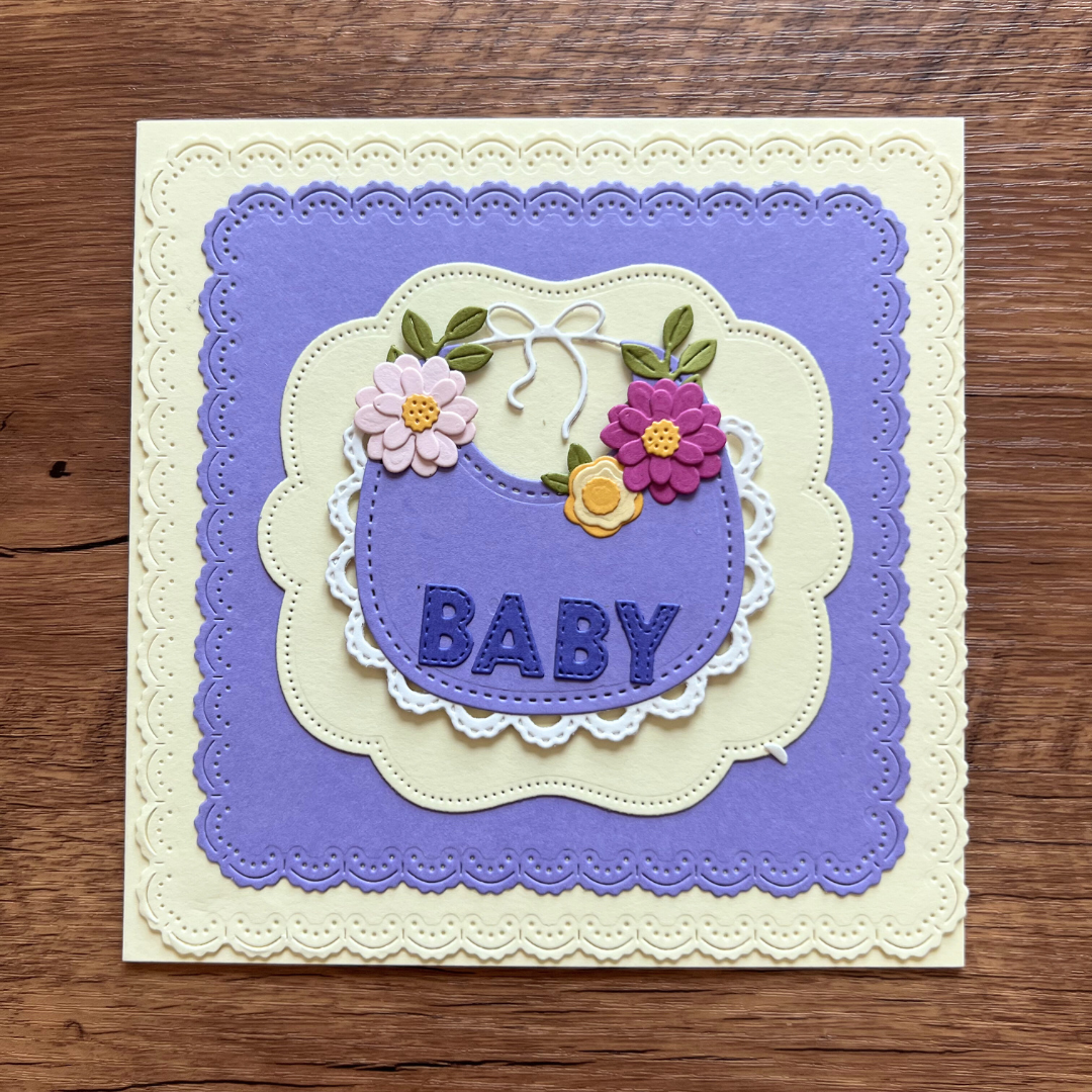 BABY 圍嘴 紫色 黃色 花 新生兒 BB 嬰兒卡